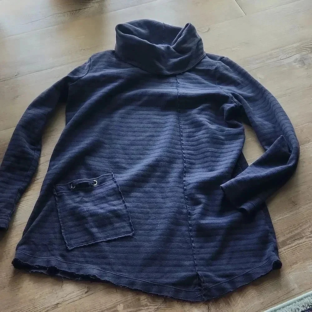 Soft Surroundings Striped Knit Funnel Neck Popover